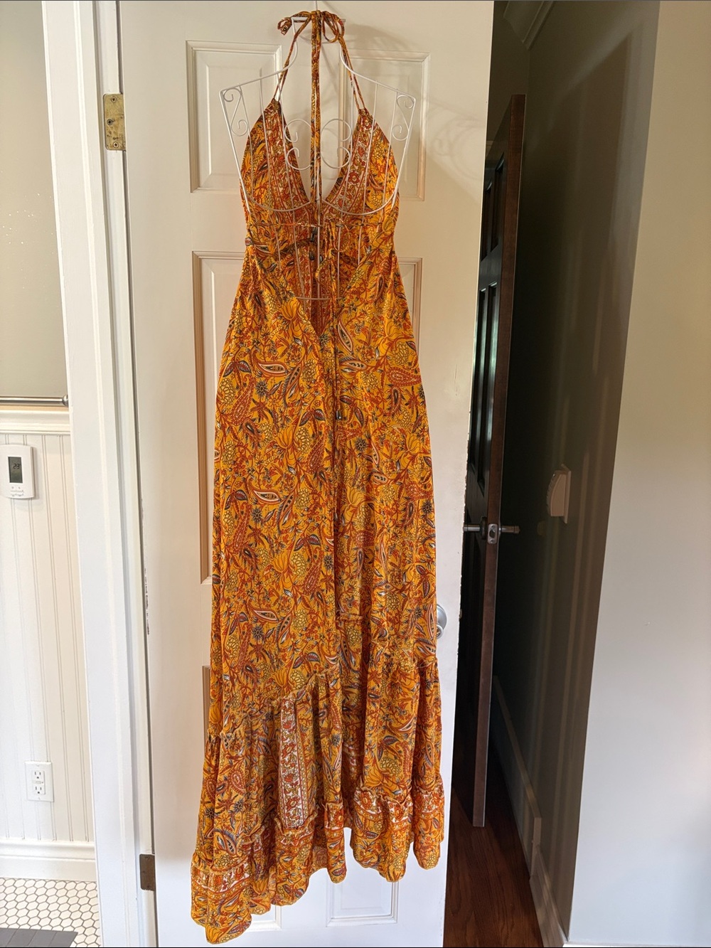 Bohemian Halter Maxi Dress in Mustard Paisley - Picture 5 of 9